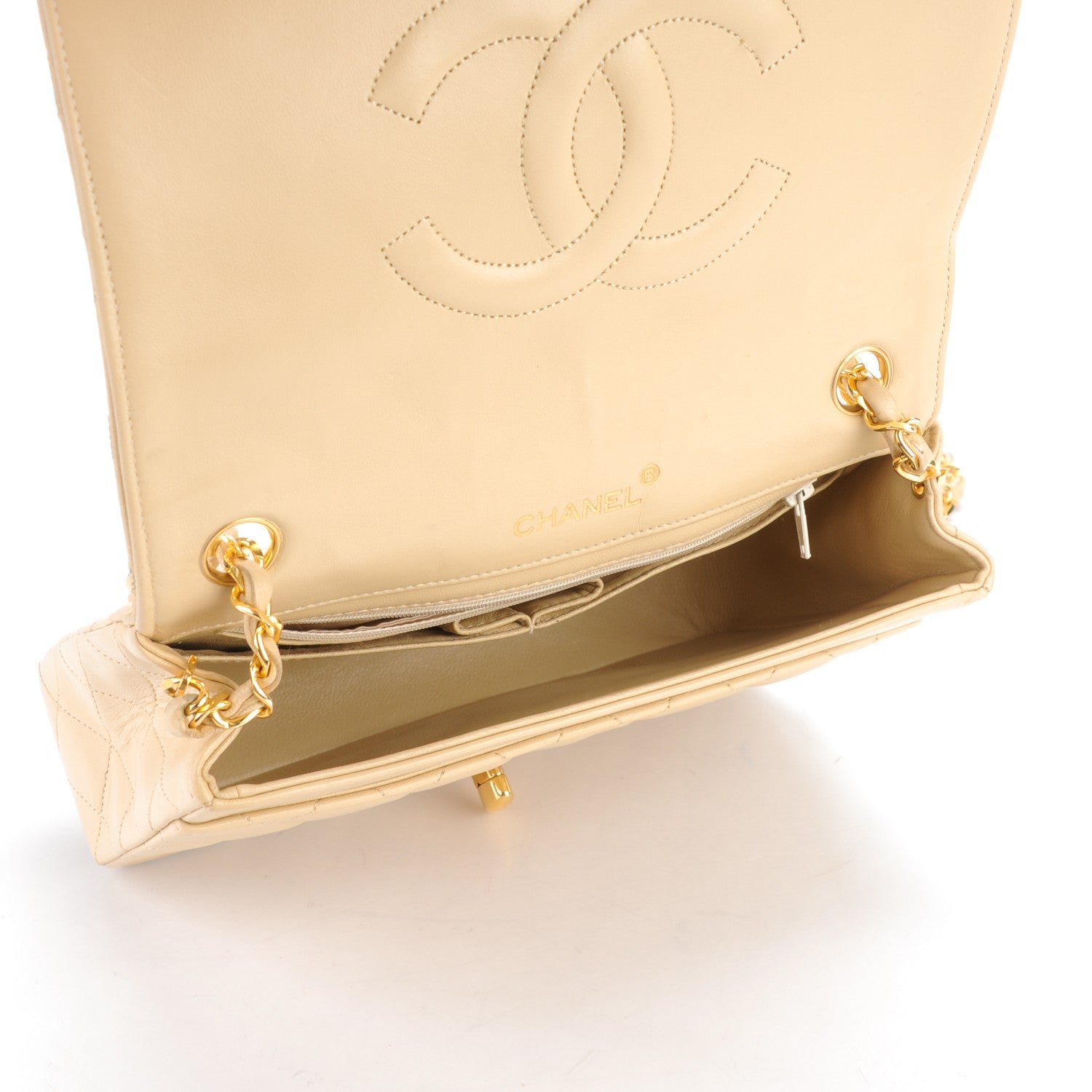 Chanel Lambskin Quilted Small Single Flap Beige 5 of 8