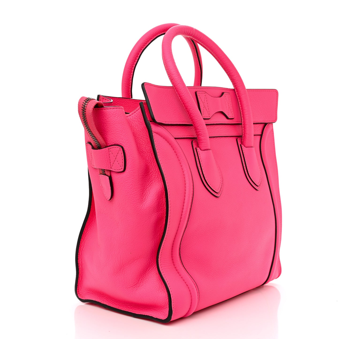 Drummed Calfskin Mini Luggage Fluo Pink