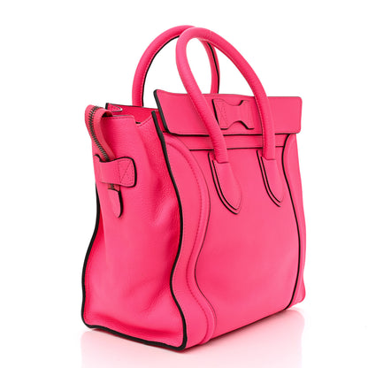 Celine Drummed Calfskin Mini Luggage Fluo Pink 3 of 11