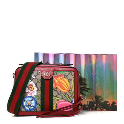 Gucci GG Supreme Monogram Flora Web Small Ophidia Top Handle Shoulder Bag Hibiscus Red 14 of 14