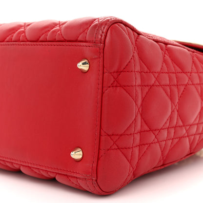 Christian Dior Lambskin Cannage Medium Lady Dior Red 10 of 16