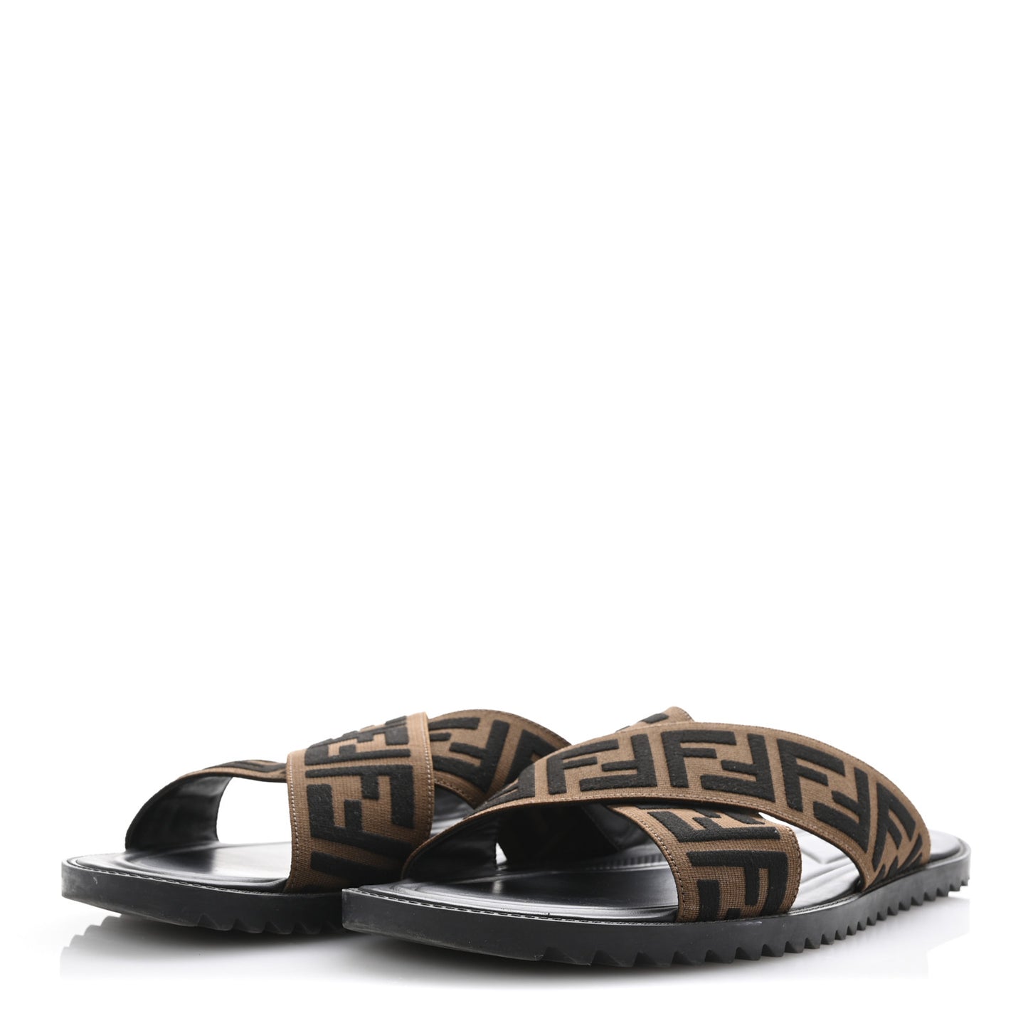 Fabric Rubber Macro FF Embroidered Mens Crisscross Slide Sandals 10 Maya Black