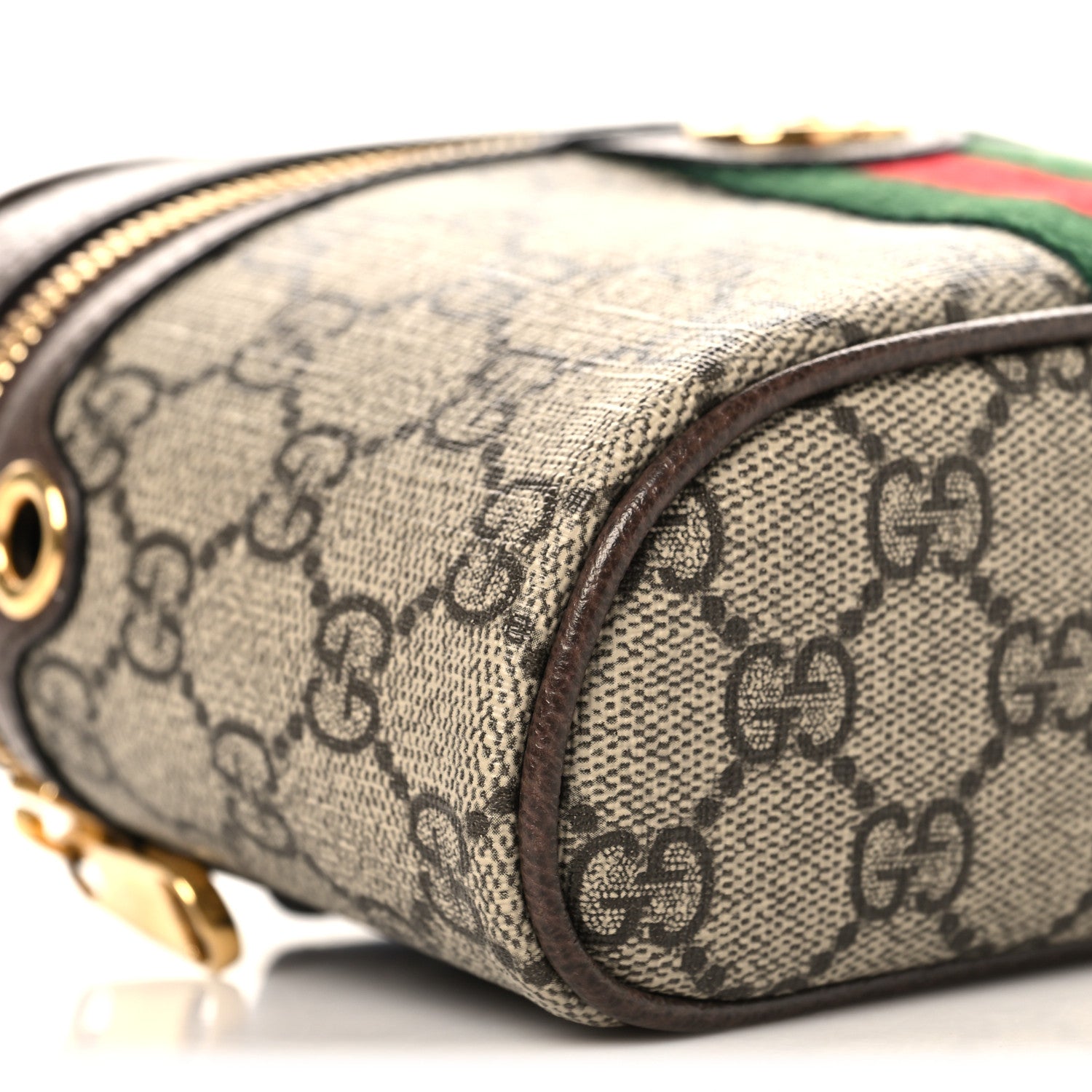 Gucci GG Supreme Monogram Textured Dollar Calfskin Web Ophidia Belt Bag 110 44 Beige Ebony New Acero 9 of 11
