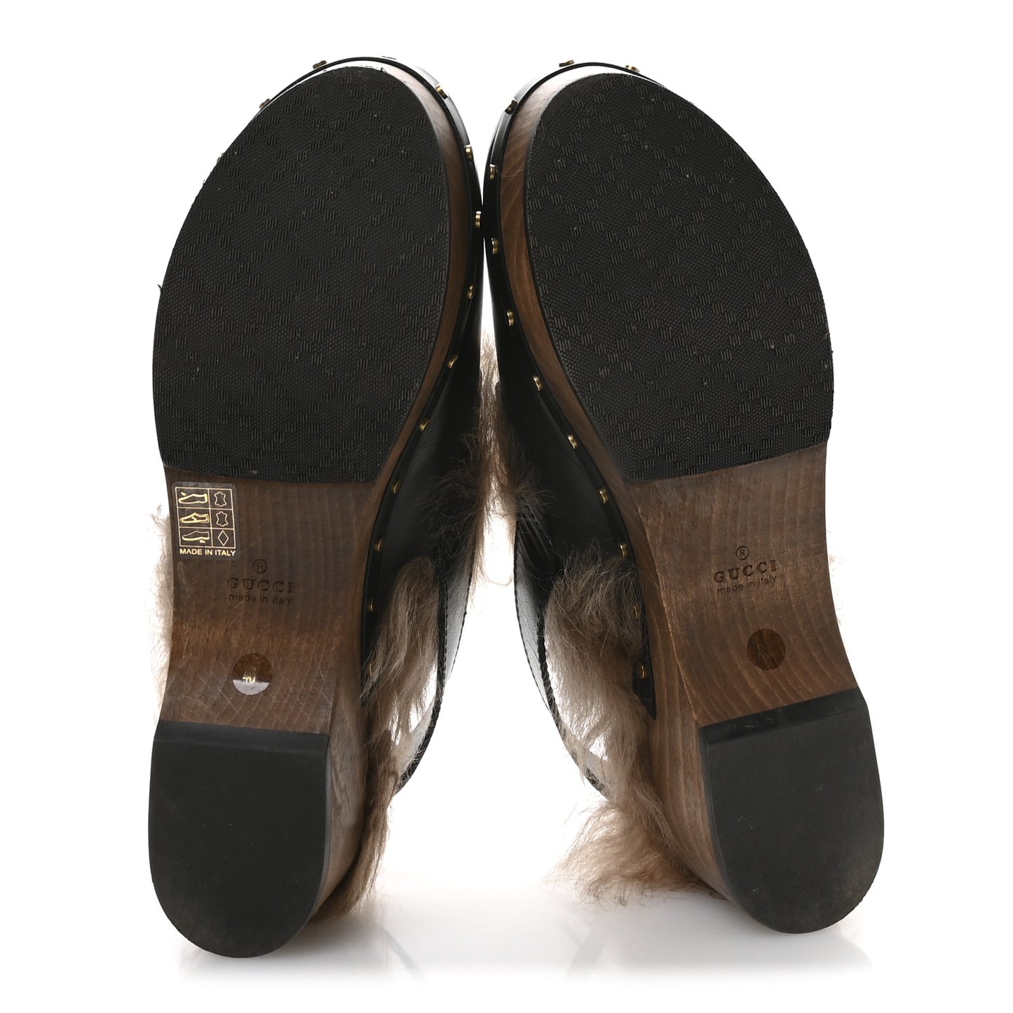 Calfskin Fur Horsebit Amstel Slingback Clogs 40 Black Naturale