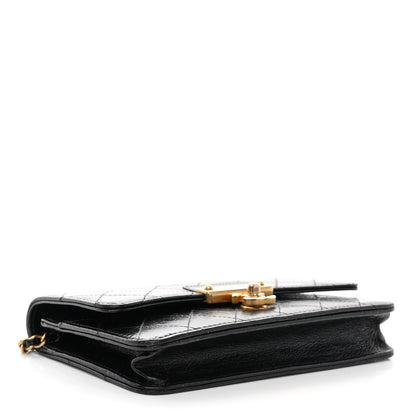 Chanel Aged Glazed Calfskin Stitched Golden Class CC Wallet on Chain WOC Black 4 of 13
