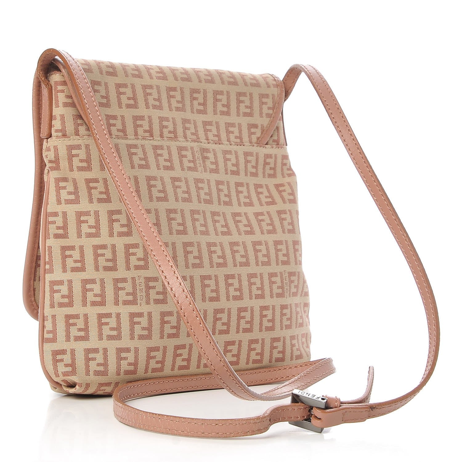 Fendi Zucchino Vitello Baguette Crossbody Beige Bruciato Bois de Rose 3 of 12