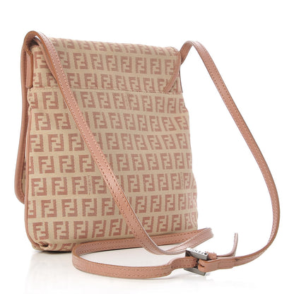 Fendi Zucchino Vitello Baguette Crossbody Beige Bruciato Bois de Rose 3 of 12