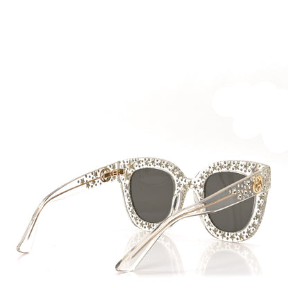 Gucci Acetate Crystal Oversize Mirrored Star Sunglasses GG0116S Ivory 4 of 6