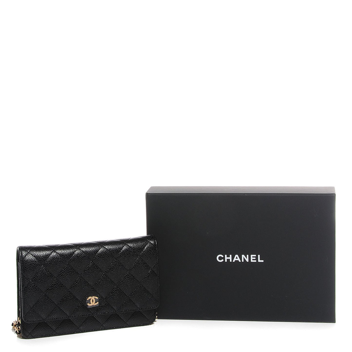 Caviar Quilted Wallet On Chain WOC Black