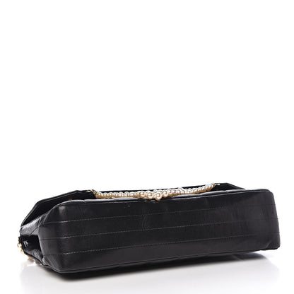 Chanel Lambskin Chocolate Bar Pearl Chain Flap Black 4 of 13
