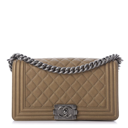 Chanel Metallic Calfskin Quilted Medium Boy Flap Dark Gold 1 of 10