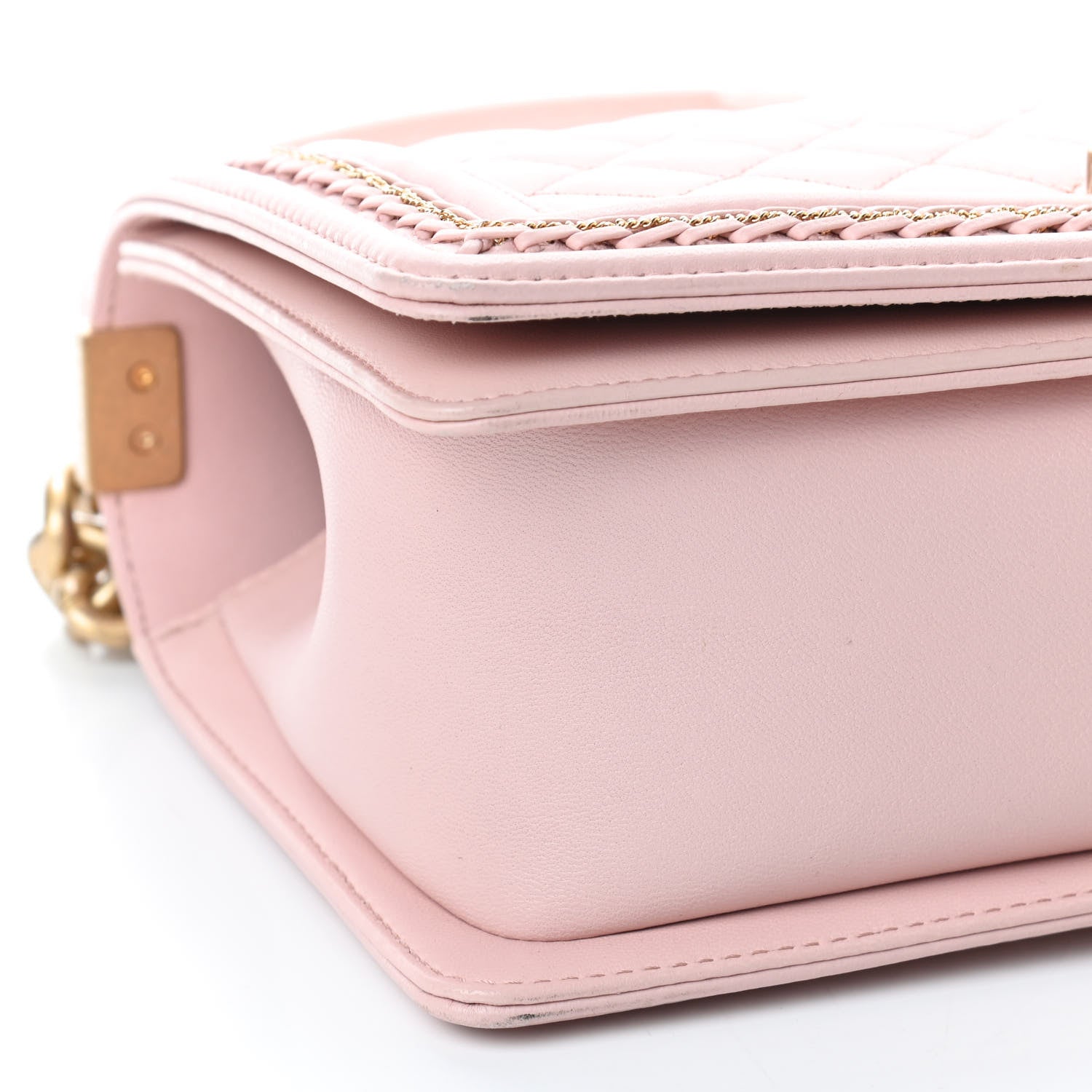 Chanel Lambskin Quilted Medium Chain Detail Boy Flap Light Pink 10 of 17
