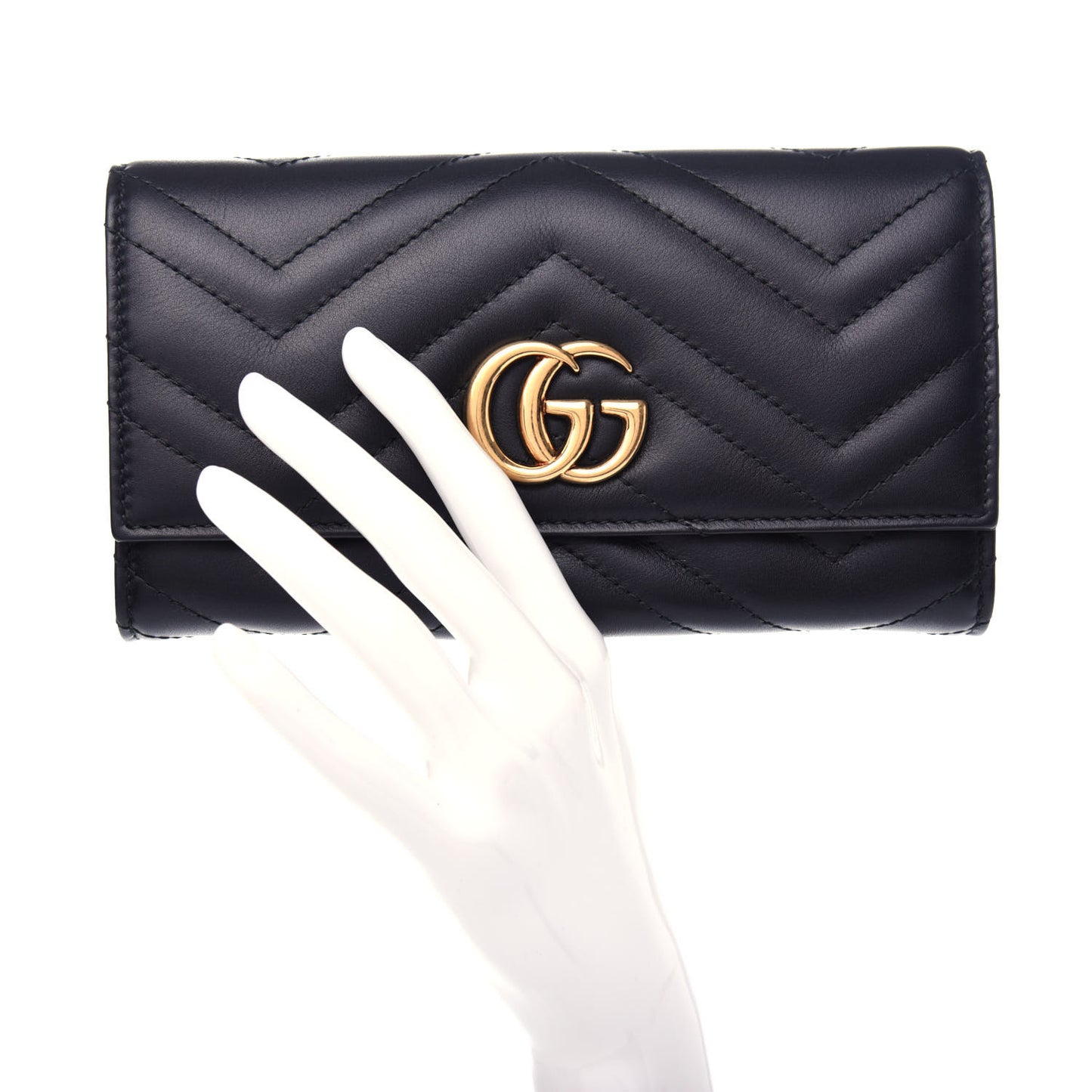 Calfskin Matelasse GG Marmont Continental Wallet Black