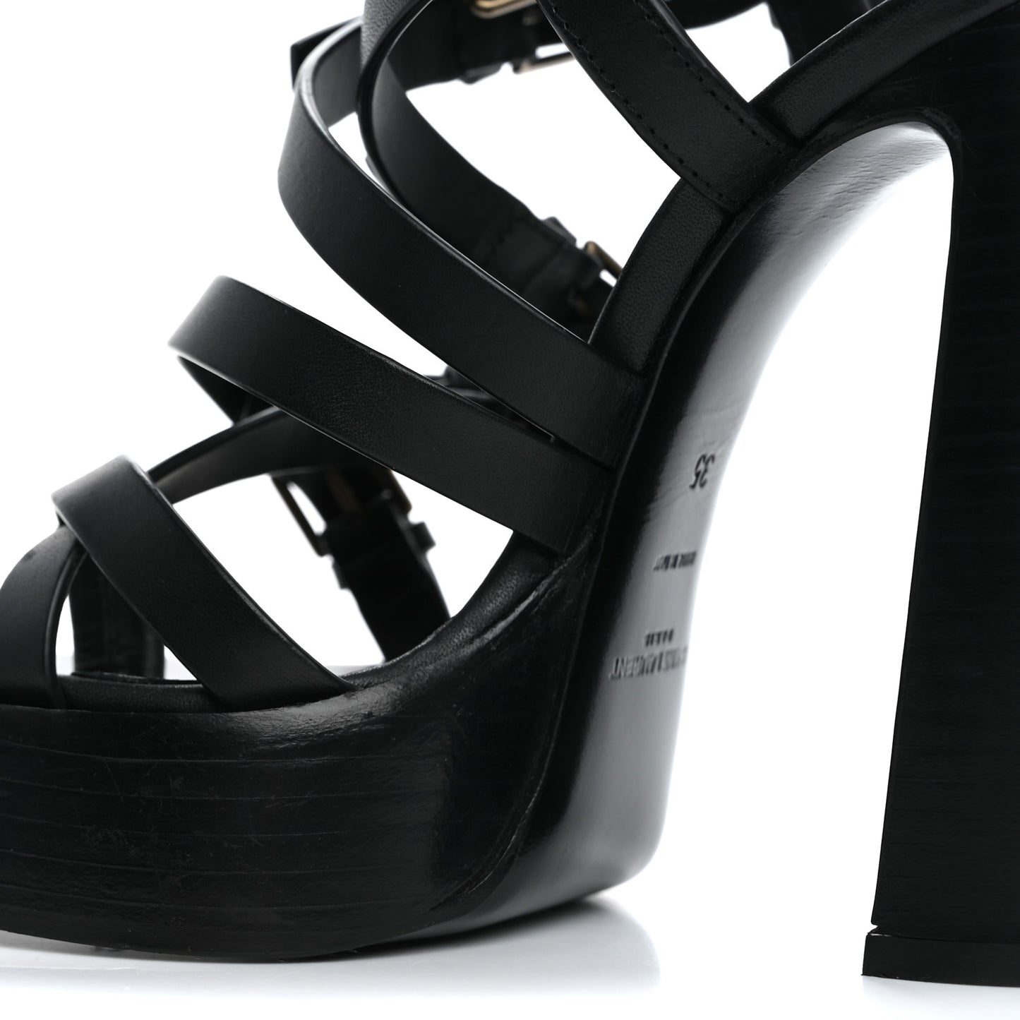 Calfskin 105 Platz Platform Sandals 35 Black