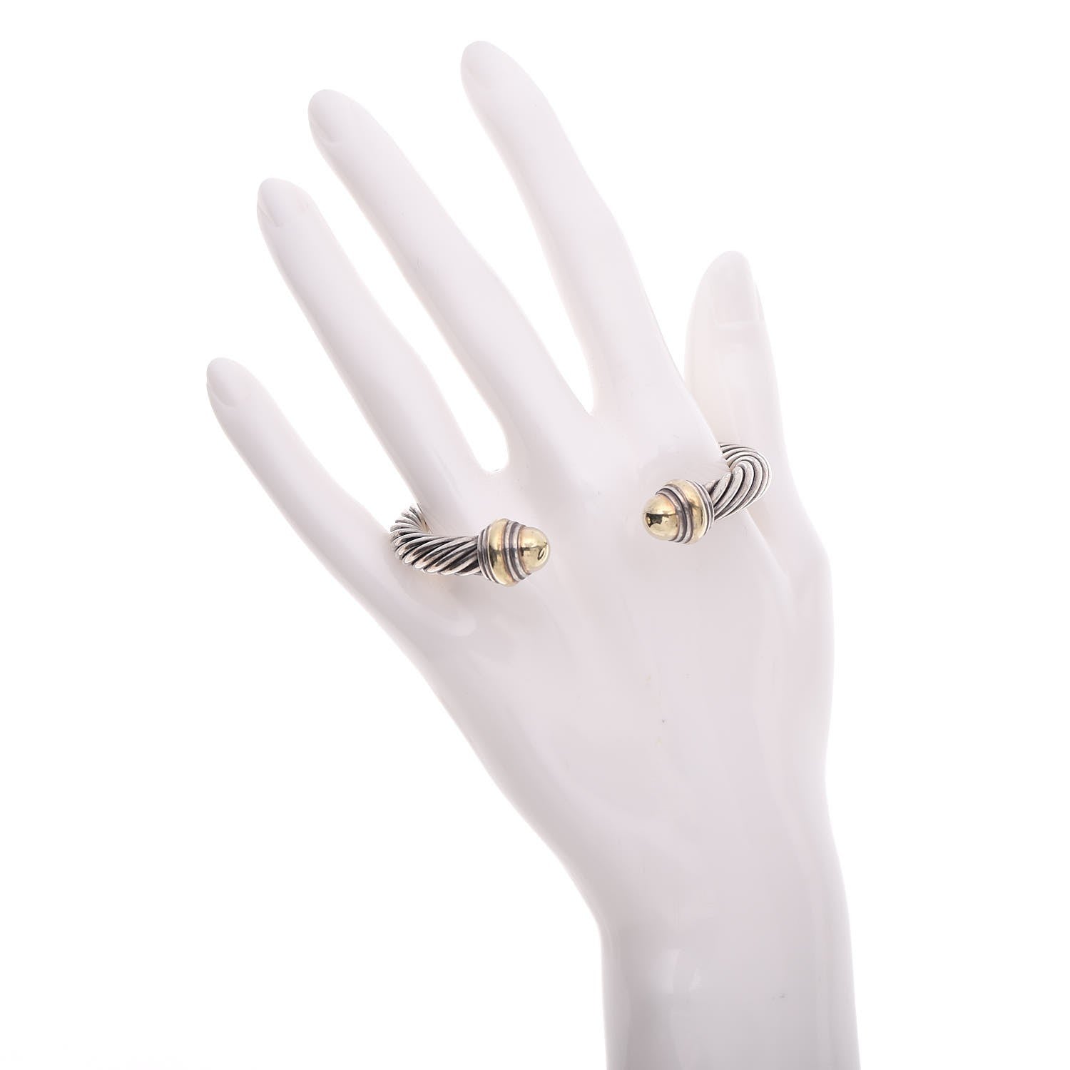 David Yurman Sterling Silver 14K Yellow Gold 7mm Cable Classics Bracelet 2 of 5