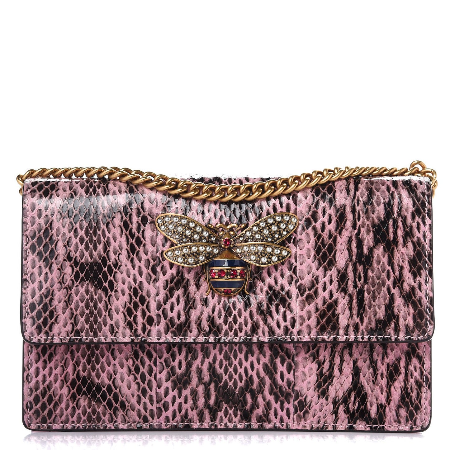 Snakeskin Mini Queen Margaret Chain Shoulder Bag Sugar Pink