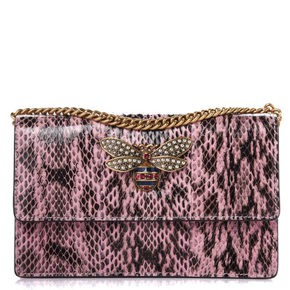 Gucci Snakeskin Mini Queen Margaret Chain Shoulder Bag Sugar Pink 1 of 6