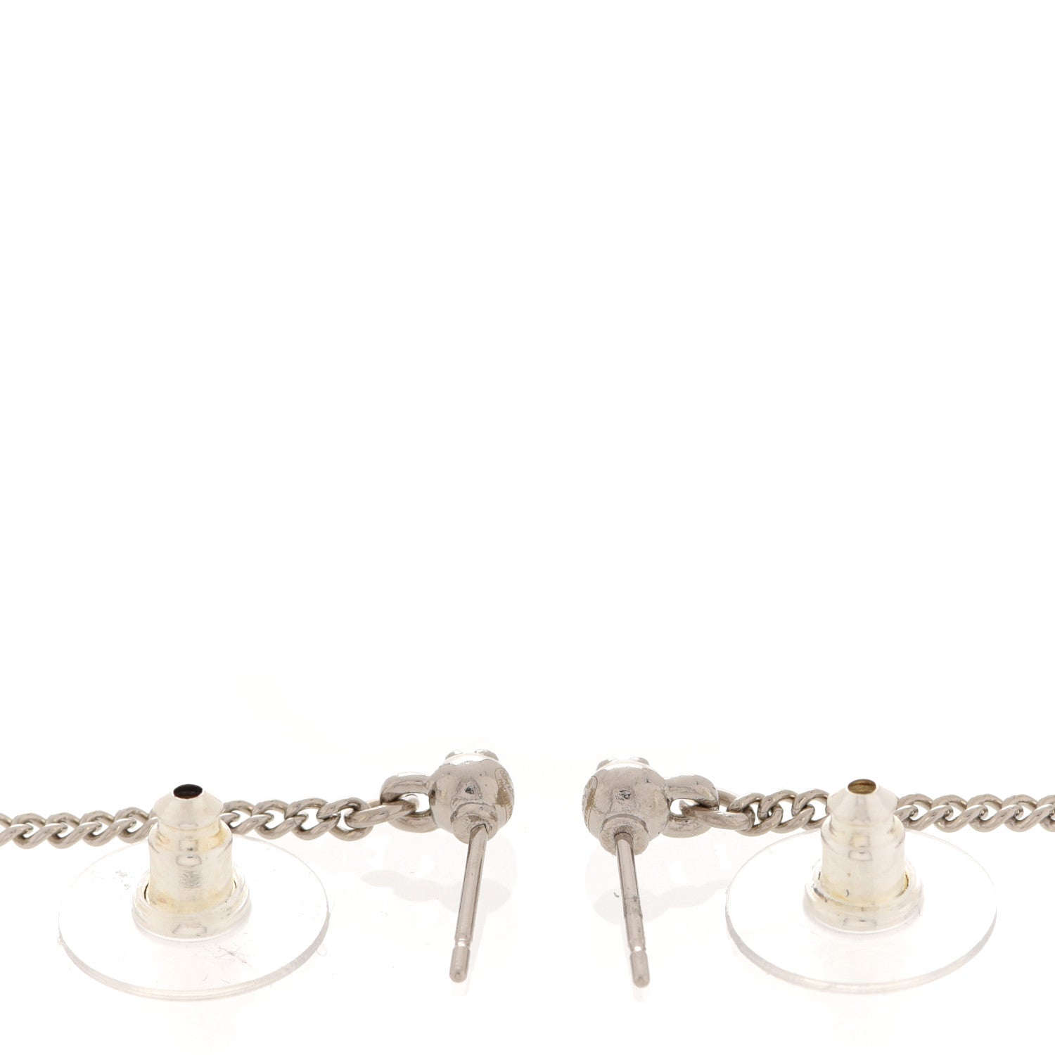 Chanel Baguette Crystal CC Drop Earrings Silver 3 of 5