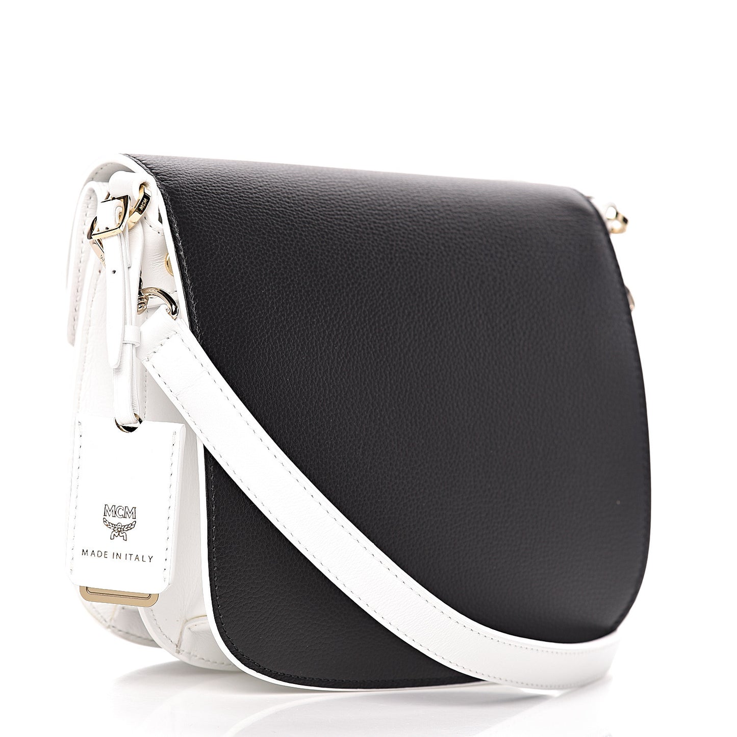 Visetos Calfskin Small Patricia Crossbody Bag Cognac Black White