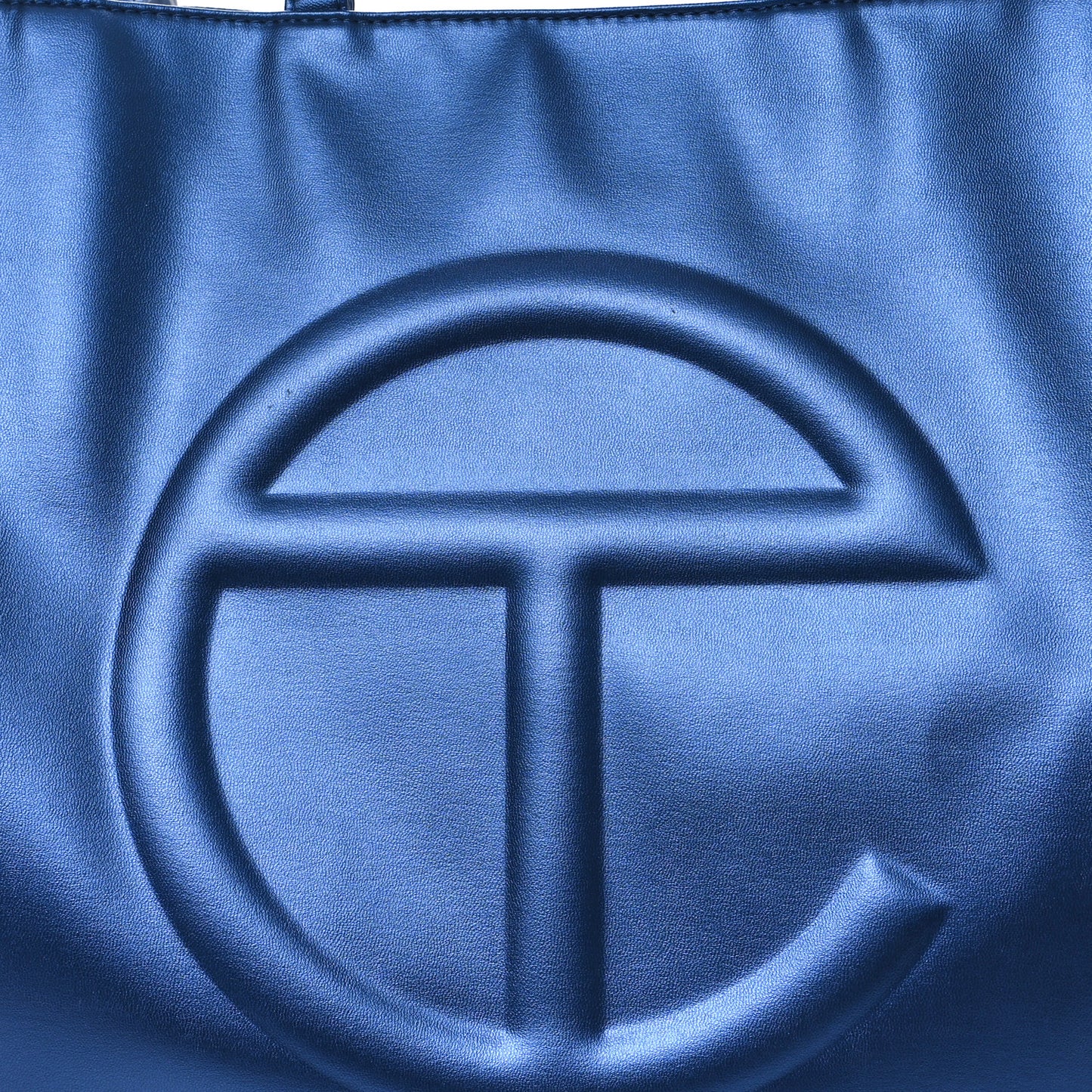 Metallic Vegan Leather Large Shopping Bag Cobalt