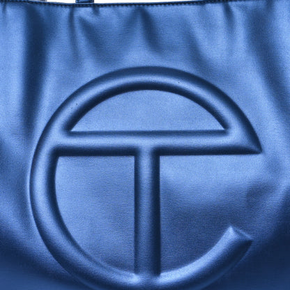 Telfar Metallic Vegan Leather Large Shopping Bag Cobalt 8 of 11