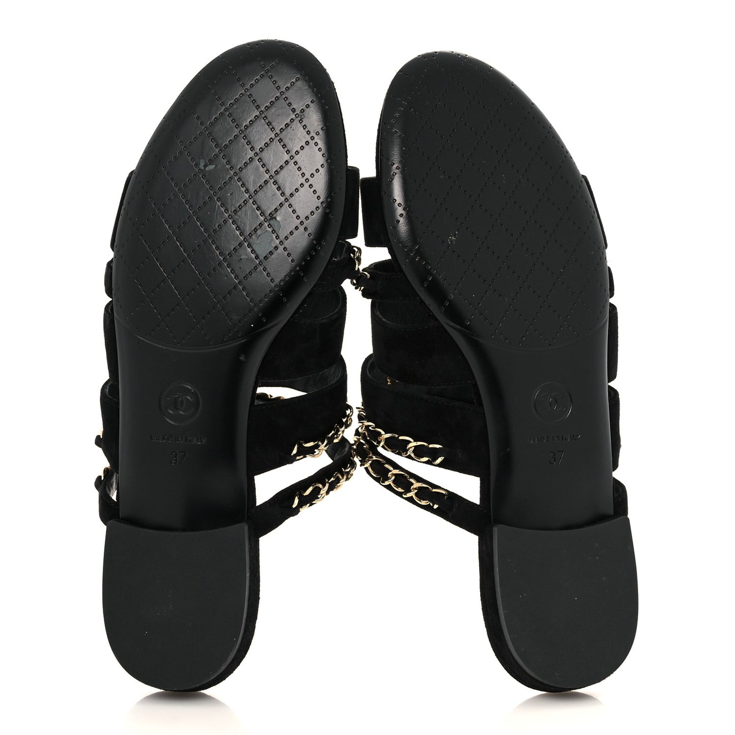 Suede Chain Mule Sandals 37 Black