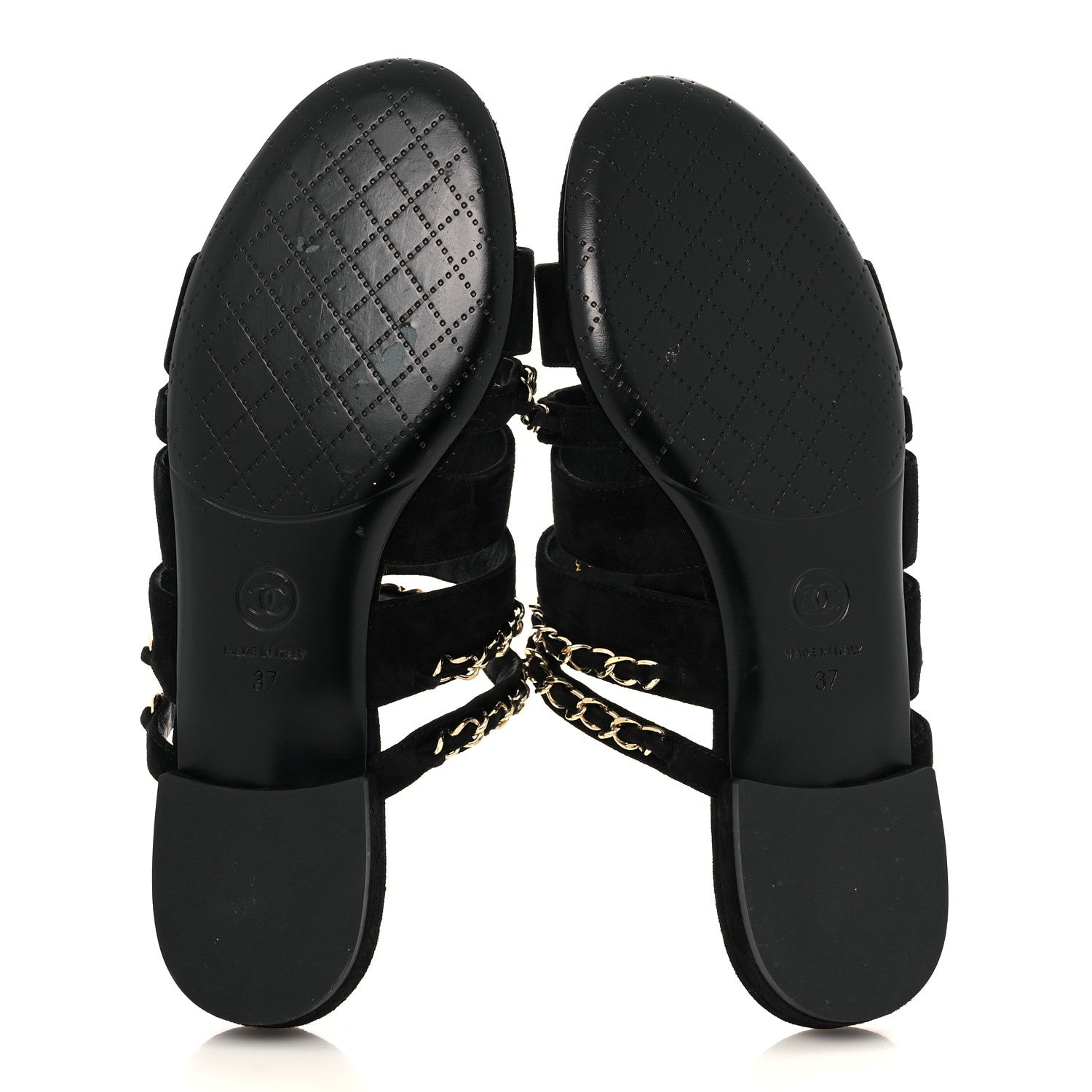Chanel Suede Chain Mule Sandals 37 Black 5 of 8