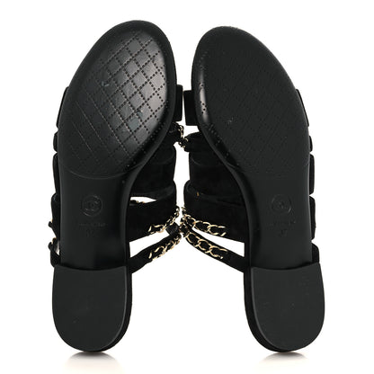 Chanel Suede Chain Mule Sandals 37 Black 5 of 8