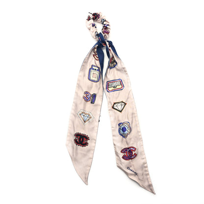 Chanel Silk CC Scrunchie and Scarf Hair Tie Set Blue Multicolor 2 of 3
