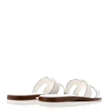 Hermes Box Calfskin Oran Sandals 38.5 White 5 of 10