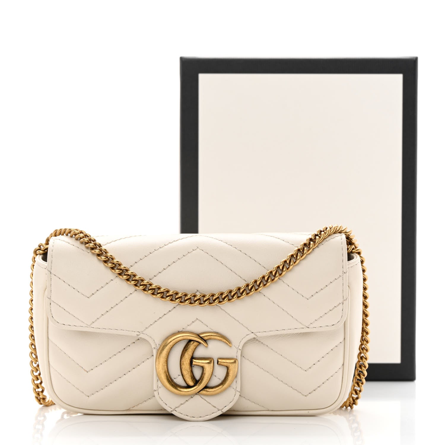 Gucci Calfskin Matelasse Super Mini GG Marmont Shoulder Bag White 13 of 13