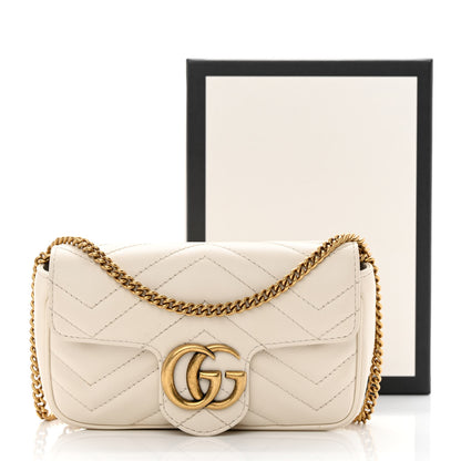 Gucci Calfskin Matelasse Super Mini GG Marmont Shoulder Bag White 13 of 13