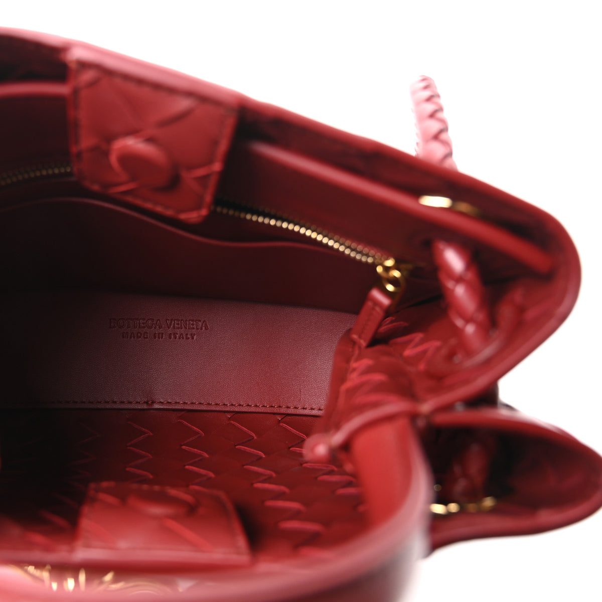 Bottega Veneta Nappa Intrecciato Mini Andiamo Shoulder Bag Lava Red 4 of 9