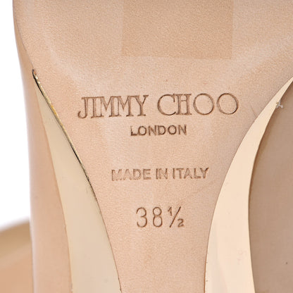 Jimmy Choo Patent Bergen Peep Toe Low Wedge Pumps 38.5 Beige 8 of 12