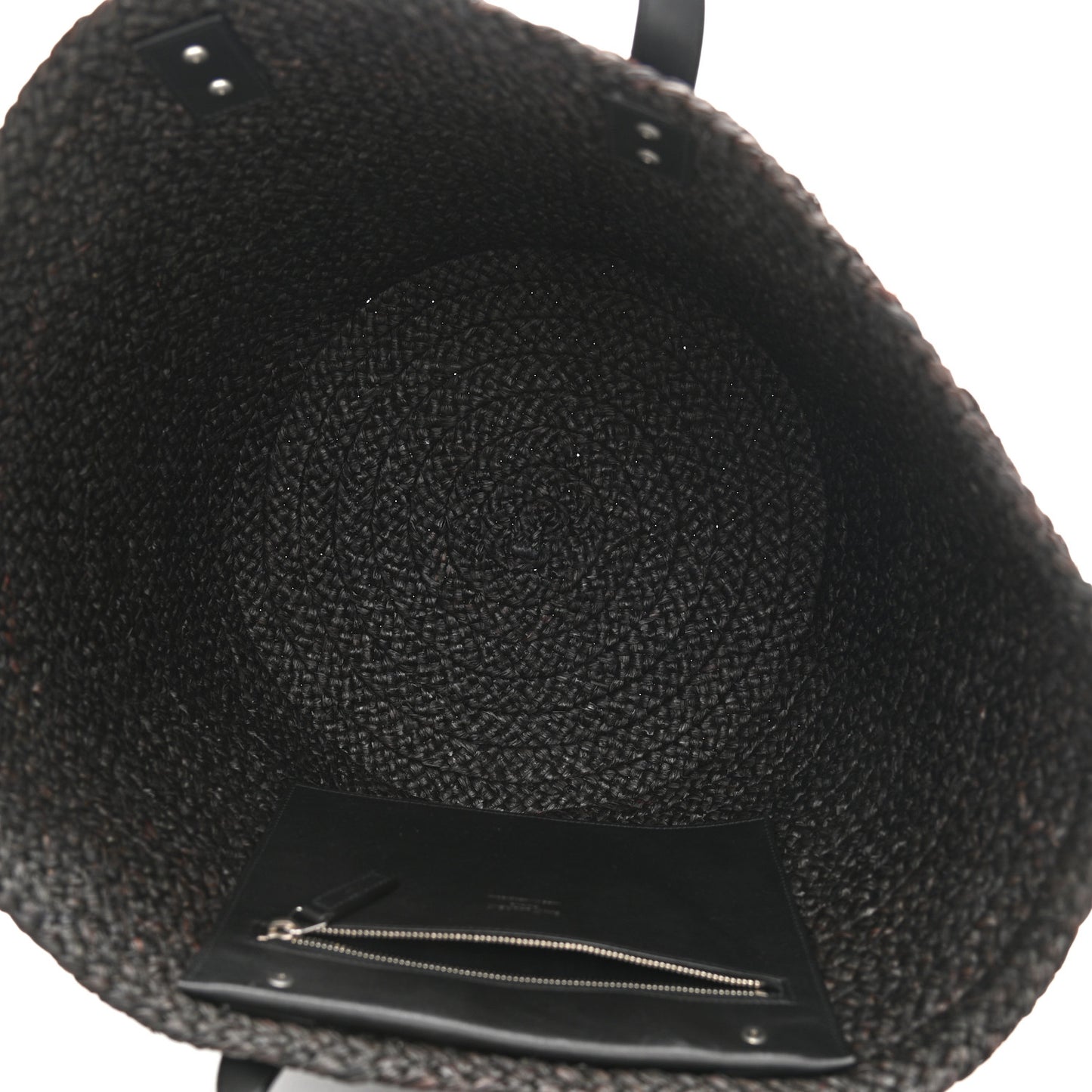 Raffia Medium Panier Bag Black