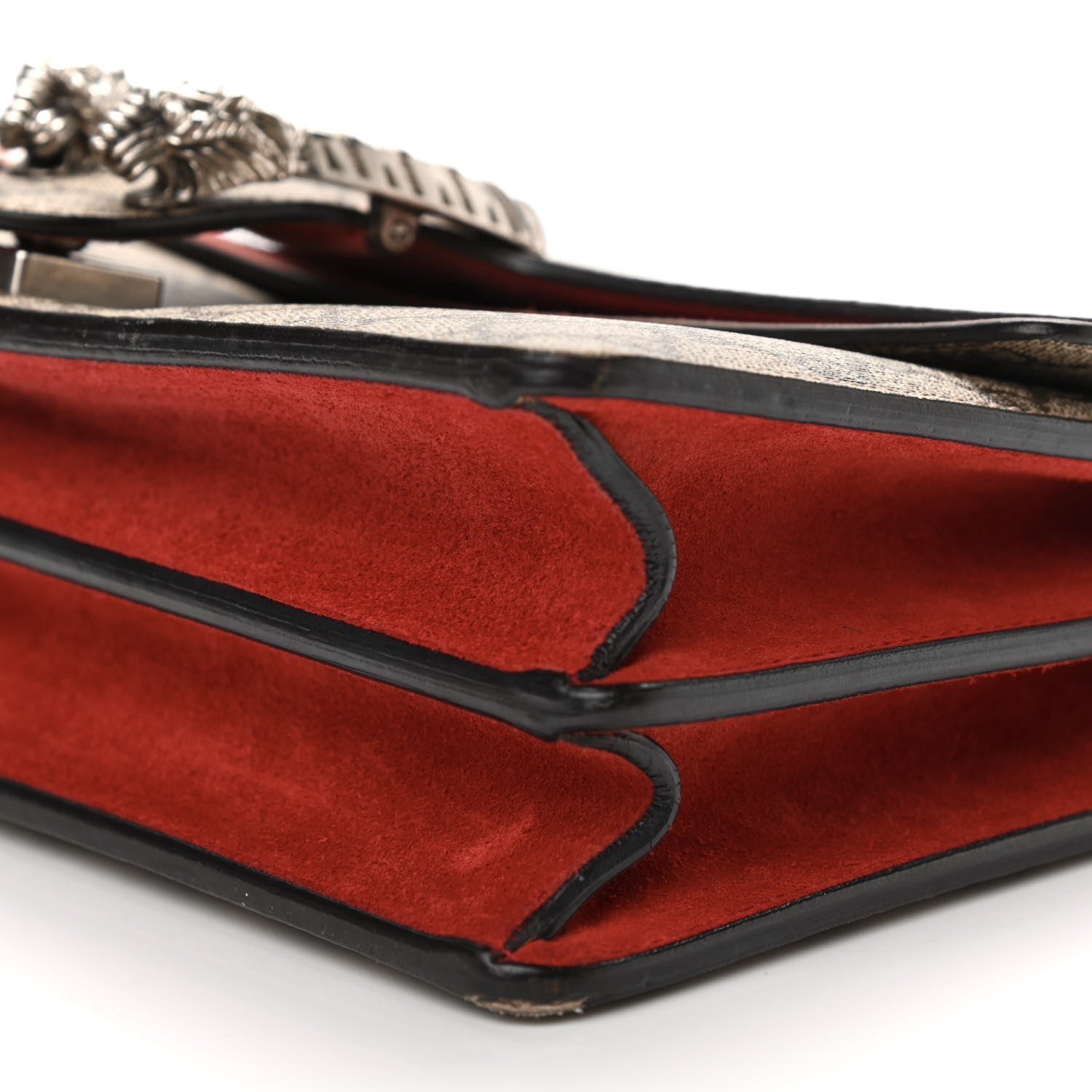 Gucci GG Supreme Monogram Suede Small Dionysus Shoulder Bag Beige Ebony Vulcanic Red 11 of 18