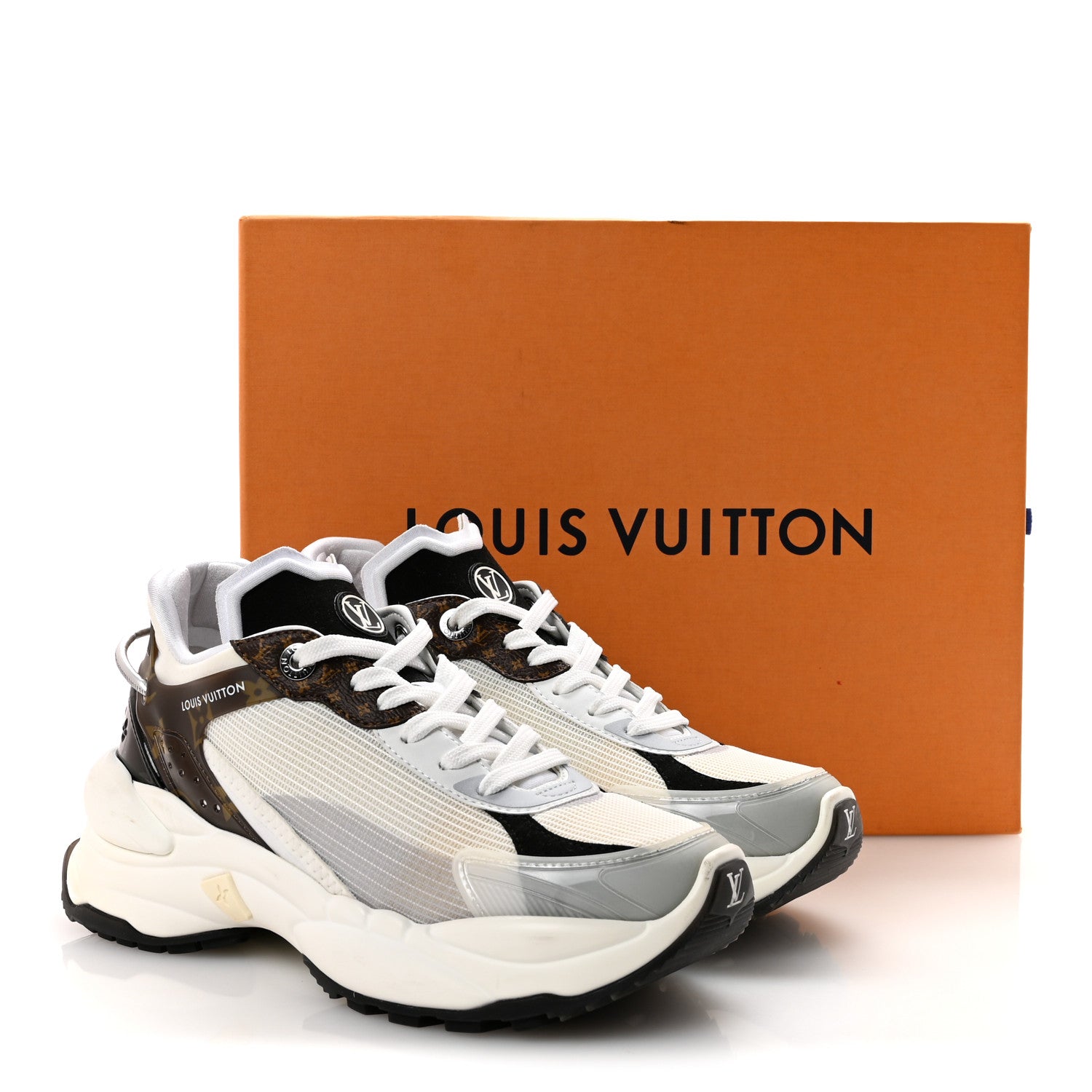 Louis Vuitton Monogram Calfskin Run 55 Sneakers 37 White 1797666