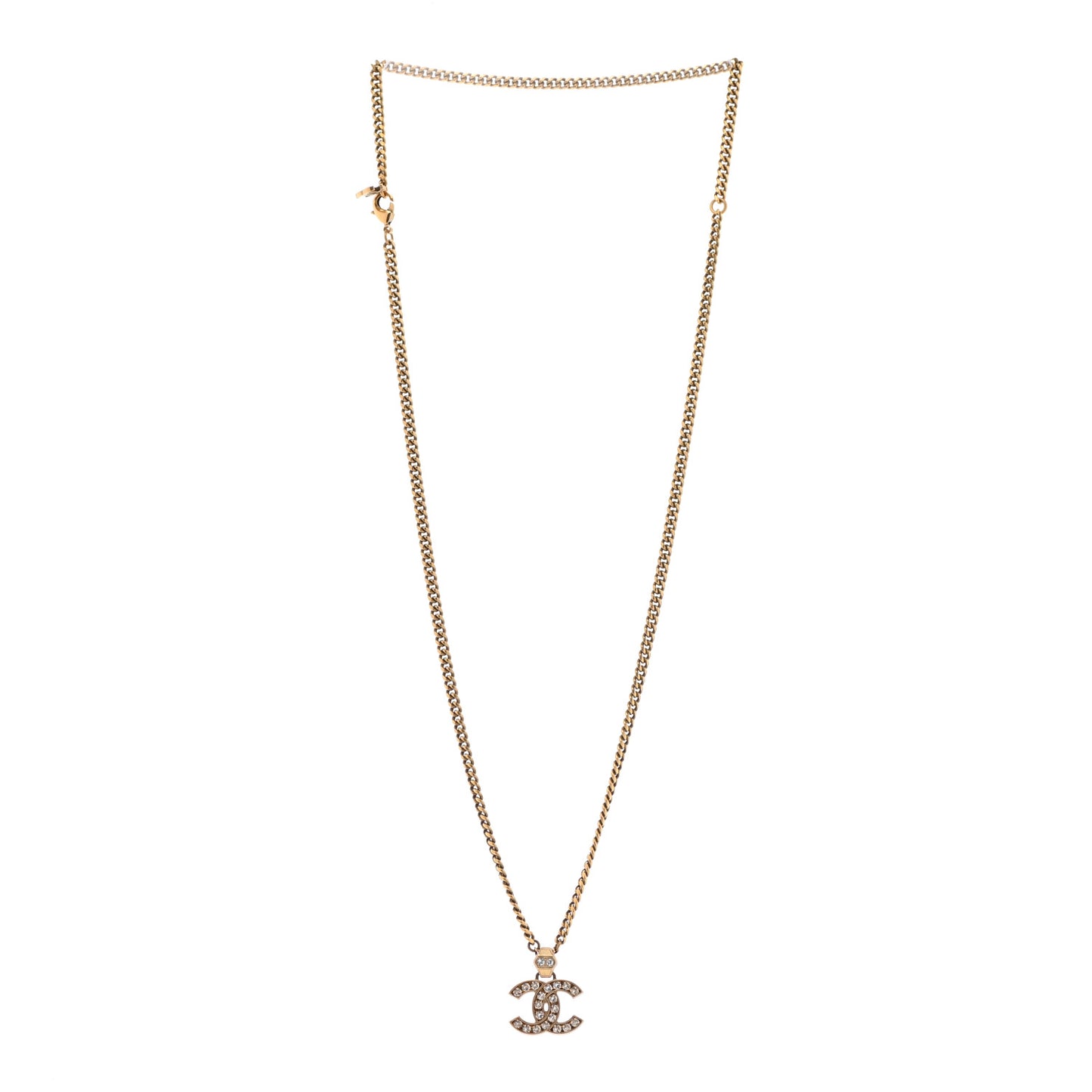 Crystal CC Pendant Necklace Gold