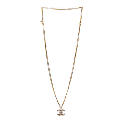 Chanel Crystal CC Pendant Necklace Gold 3 of 7