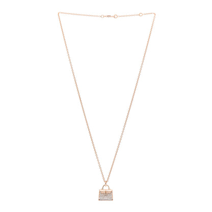 Hermes 18K Rose Gold Diamond Kelly Amulettes Pendant Necklace 3 of 5