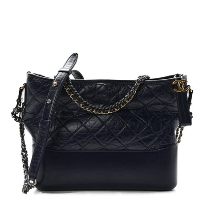 Chanel Aged Calfskin Quilted Medium Gabrielle Hobo Dark Navy Blue 1 of 11