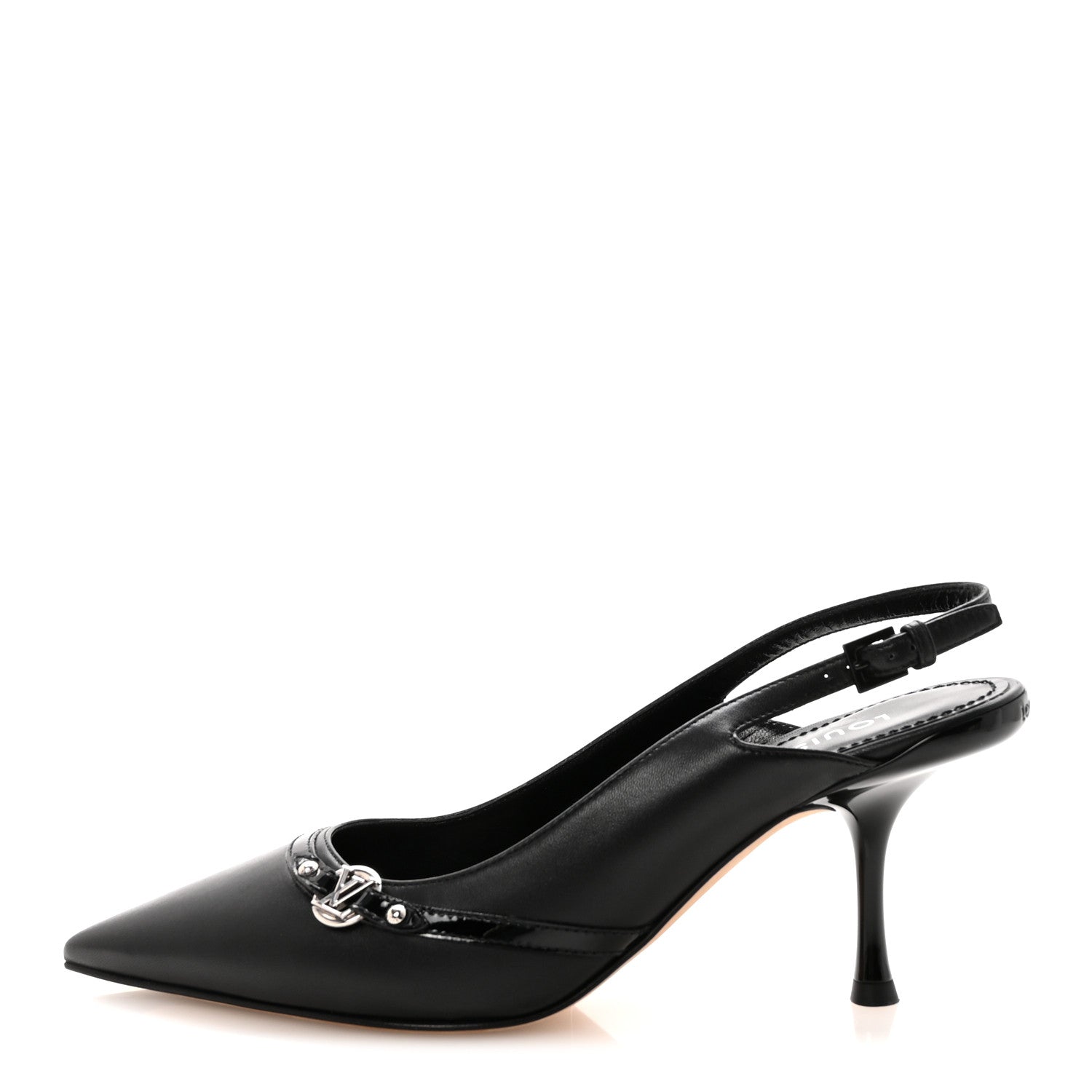 Louis Vuitton Lambskin 6AM Slingback Pumps 37.5 Black 1 of 9