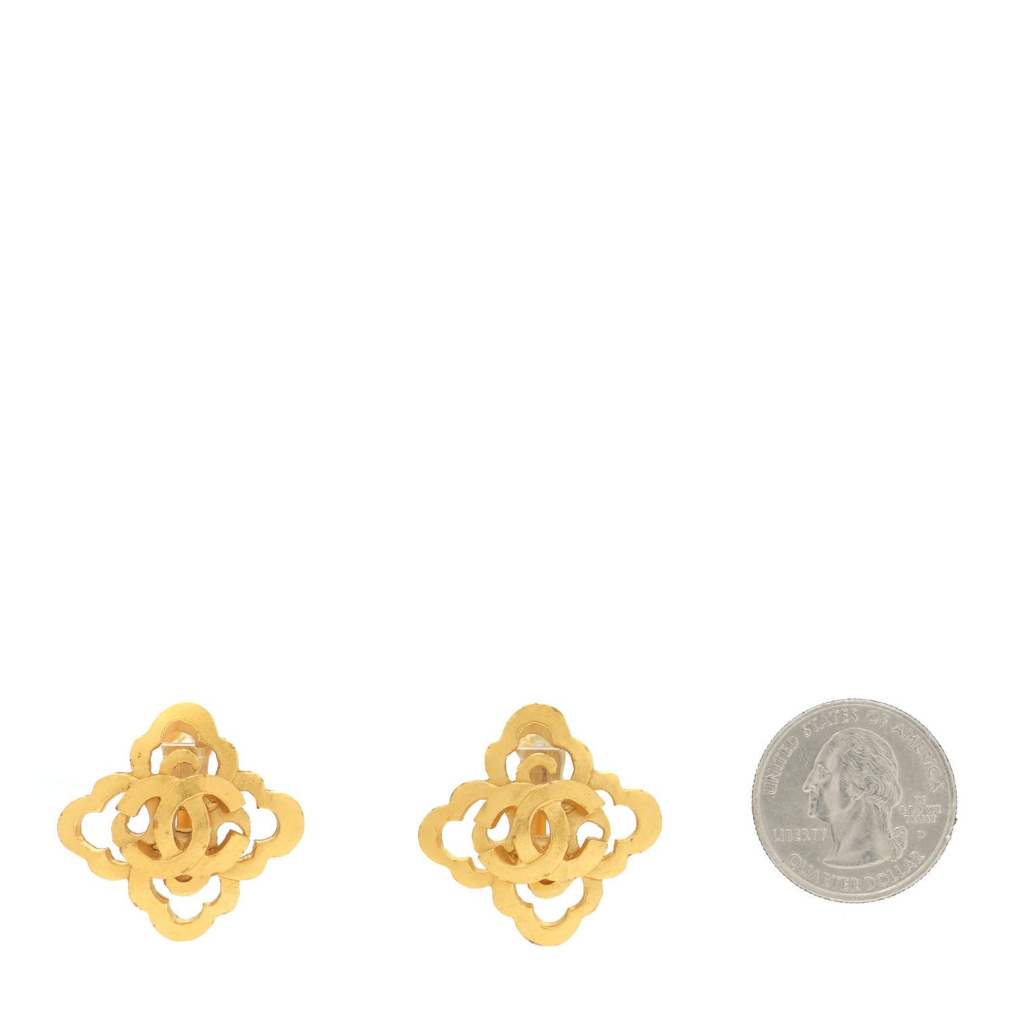 CC Diamond Shaped Clip On Earrings Gold
