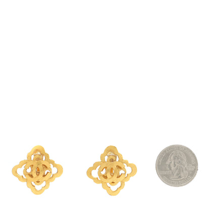 Chanel CC Diamond Shaped Clip On Earrings Gold 2 of 4
