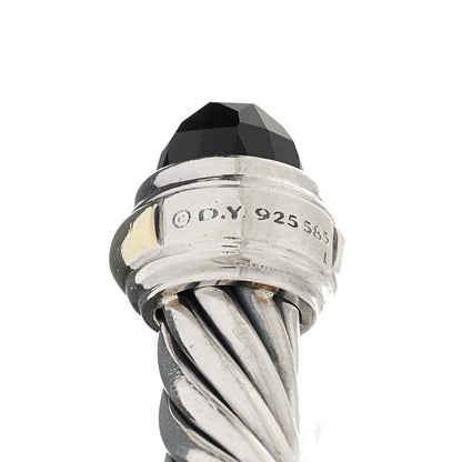 David Yurman Sterling Silver 14K Yellow Gold Black Onyx 7mm Cable Classics Bracelet 4 of 4