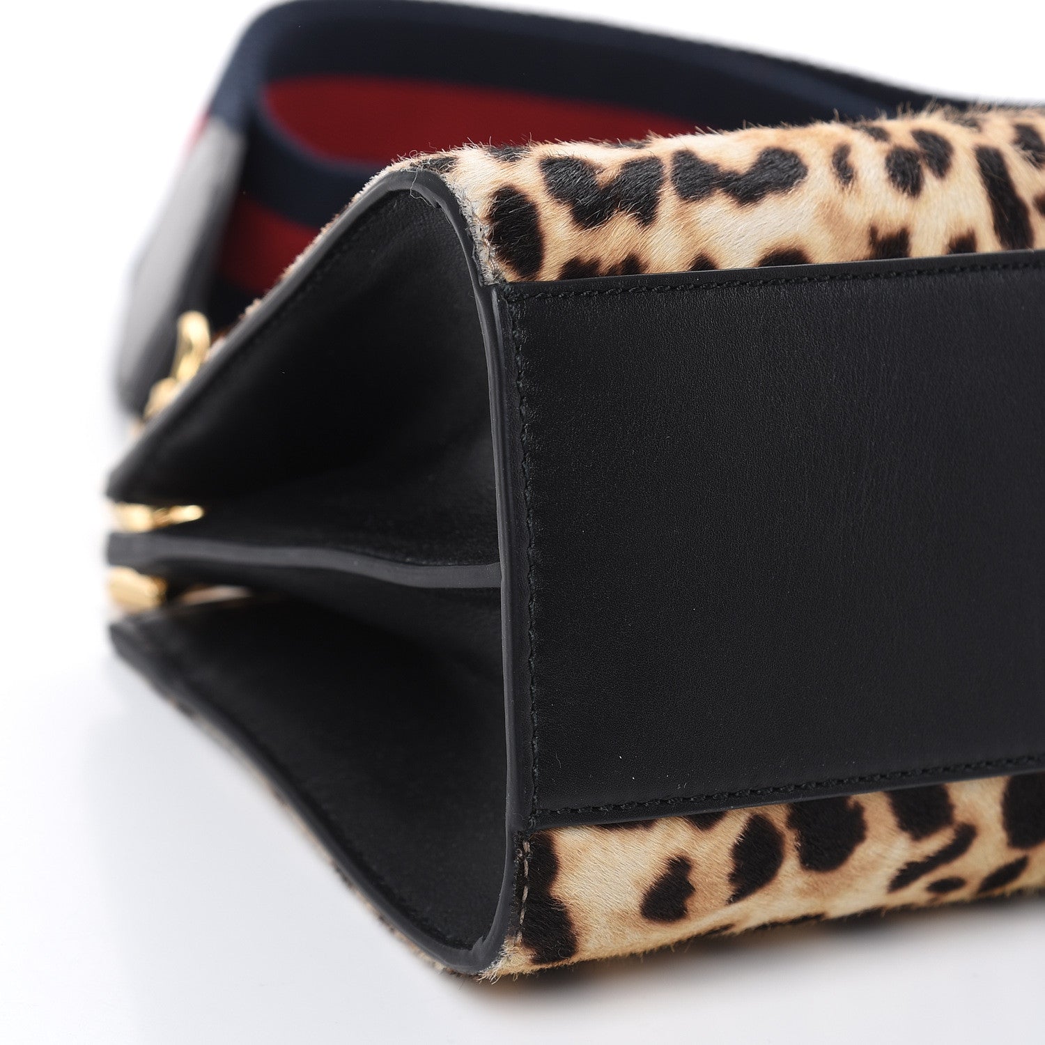 Gucci Calf Hair Bamboo Web Leopard Print Mini Nymphaea Top Handle Bag 9 of 16