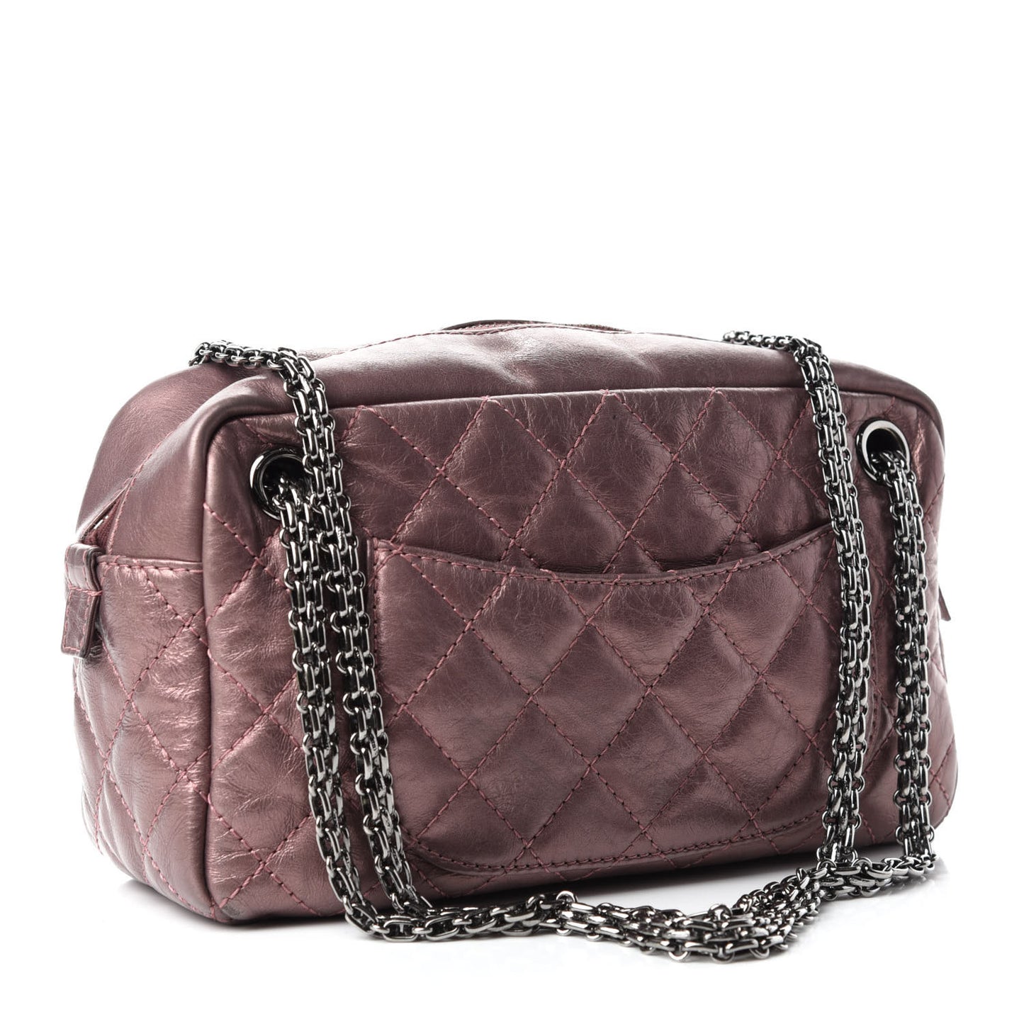 Metallic Aged Calfskin Quilted Medium Reissue Camera Case Pink