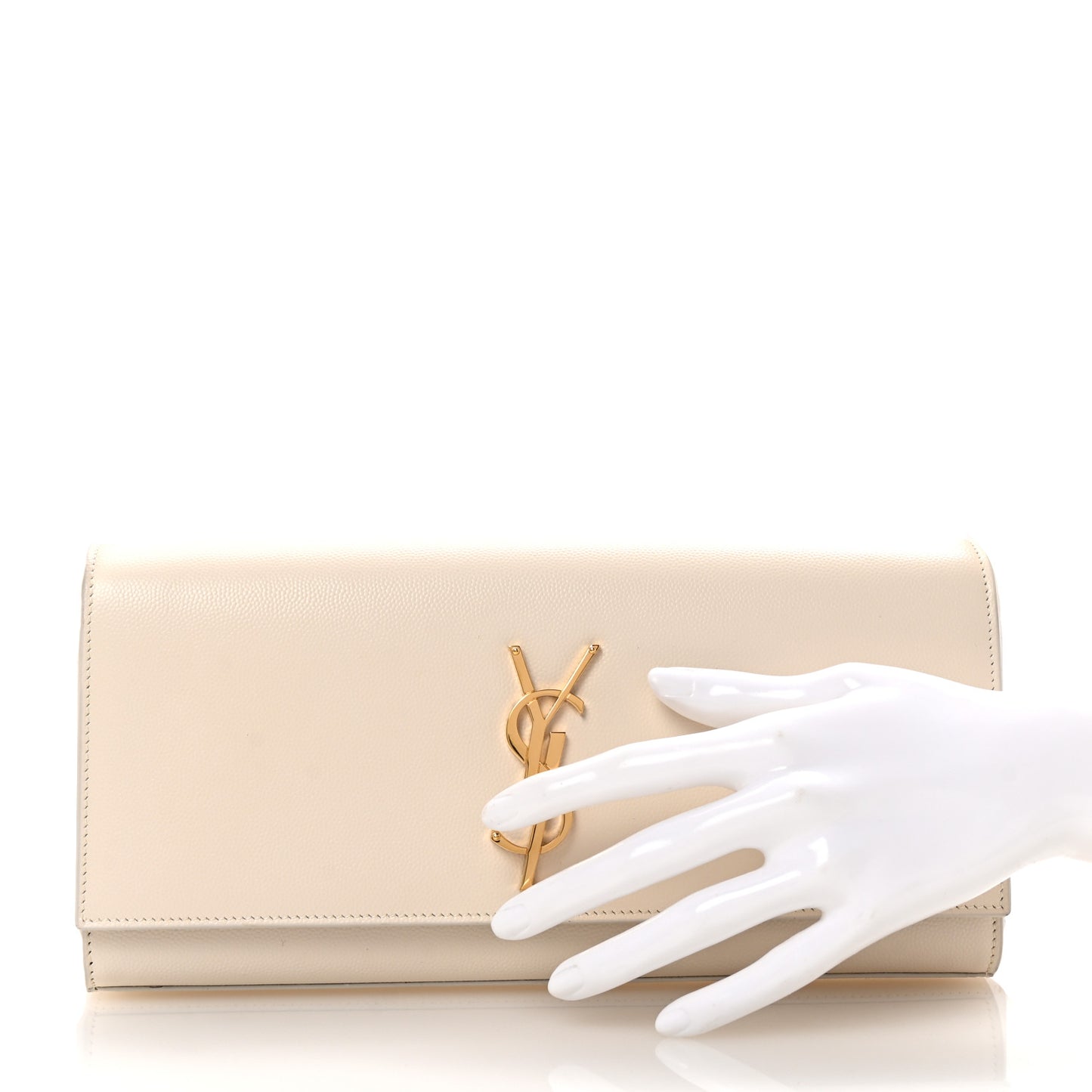 Grain De Poudre Classic Monogram Cassandre Clutch Dove White