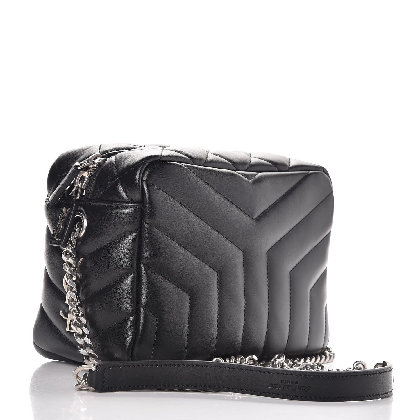 Calfskin Y Quilted Monogram Small Loulou Bowling Bag Black