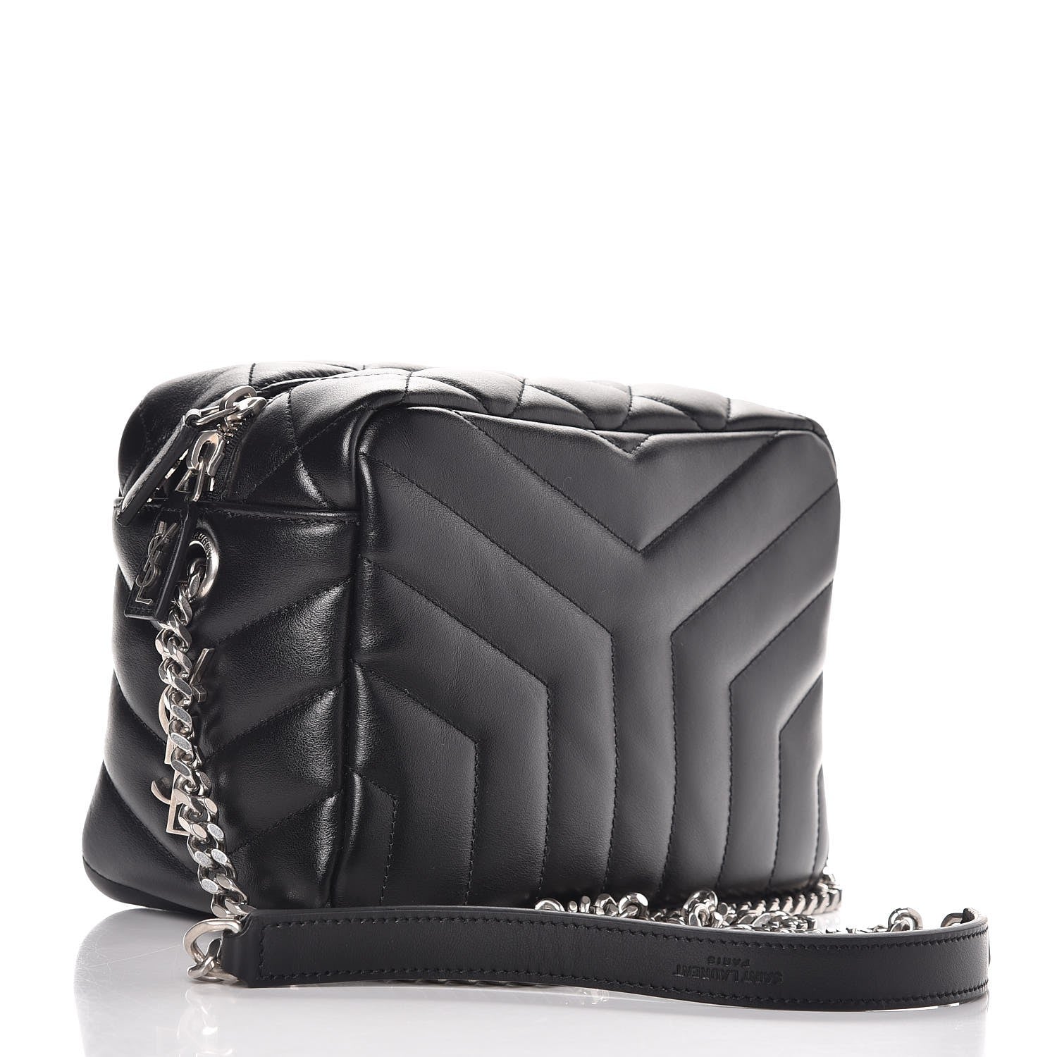 Saint Laurent Calfskin Y Quilted Monogram Small Loulou Bowling Bag Black 3 of 8